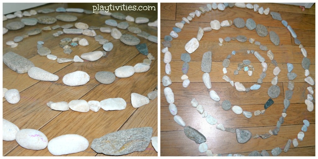 2 images of rock mazes for kids.