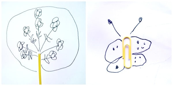 2 images of easy art activity for kids.