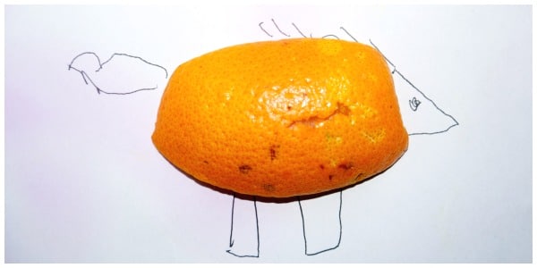 Orange peel art activity for kids.