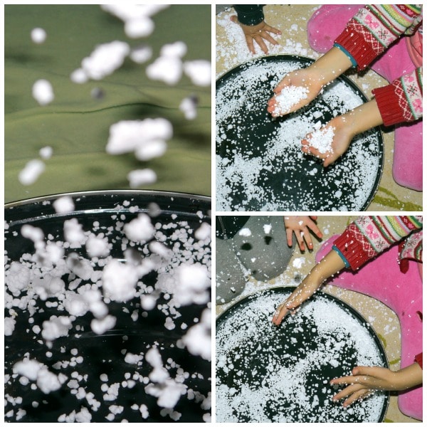 3 images of a fake snow.