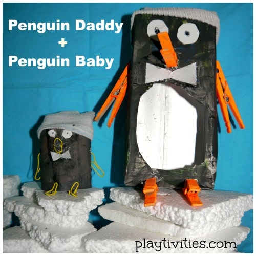 Penguin daddy and baby craft for kids.