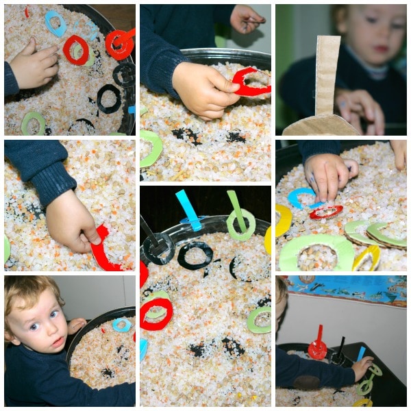 8 images of toddler playing with Olympic Sensor Activity for Toddlers