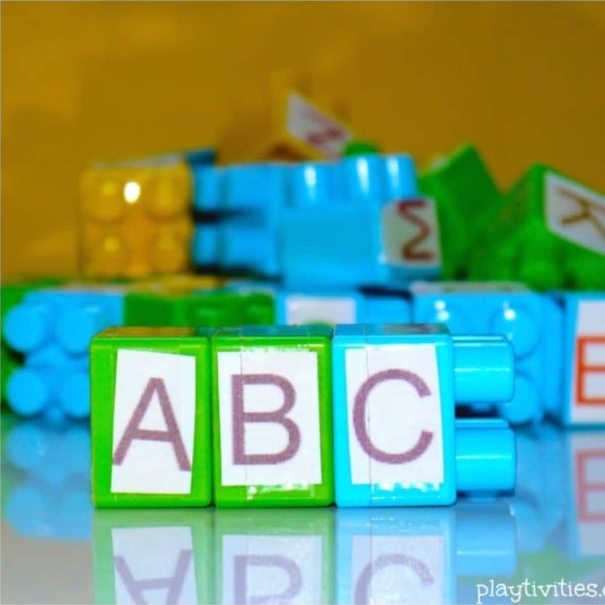 Spelling lego block.