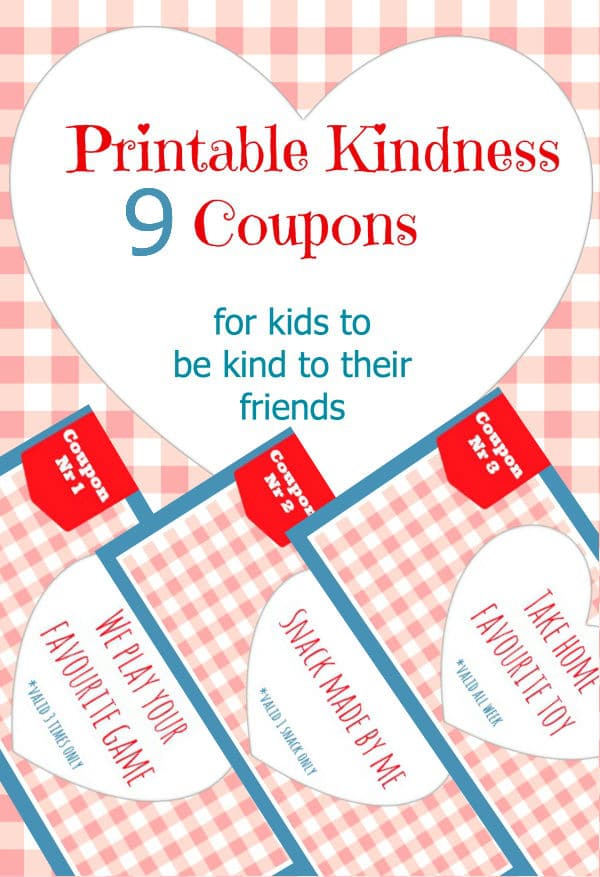 Acts of Kindness for Kids to make for their friends printable coupons.
