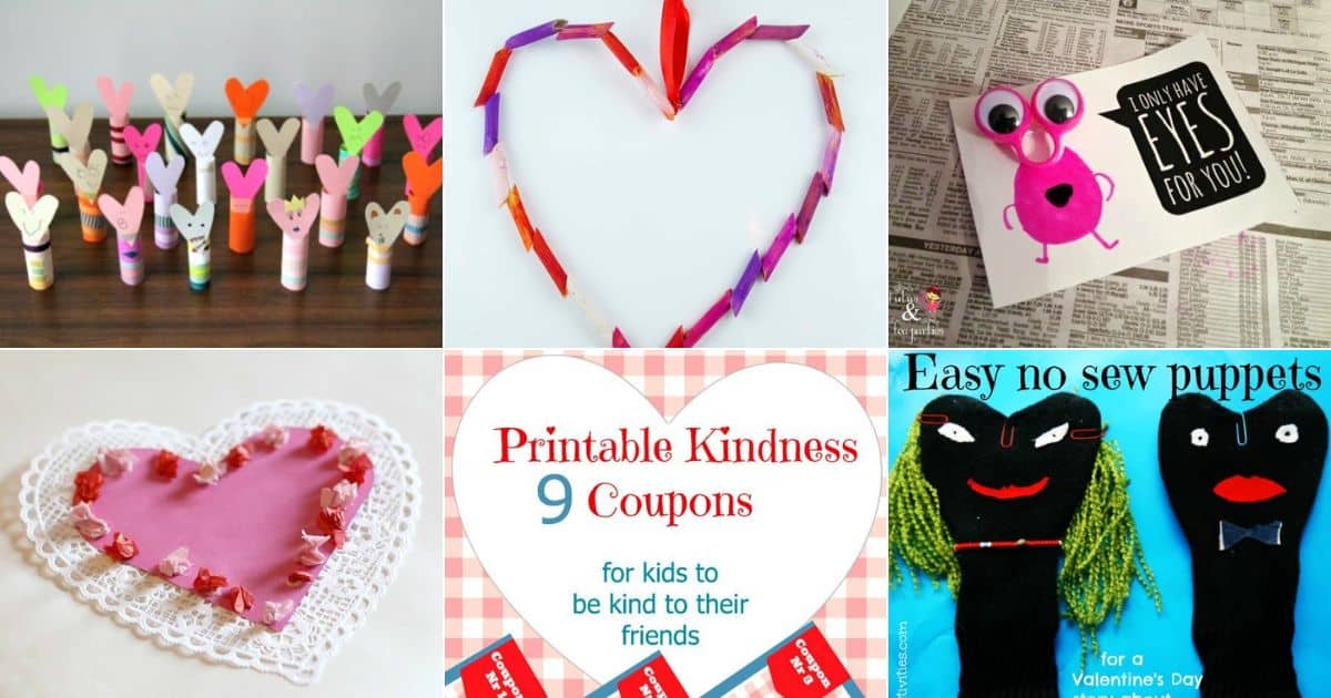 6 images of valentine crafts for kids.