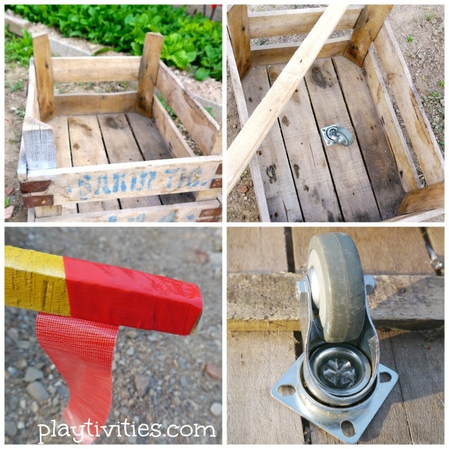4 images of diy wheelbarrow