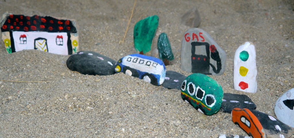 DIY Car Rock track on a sand