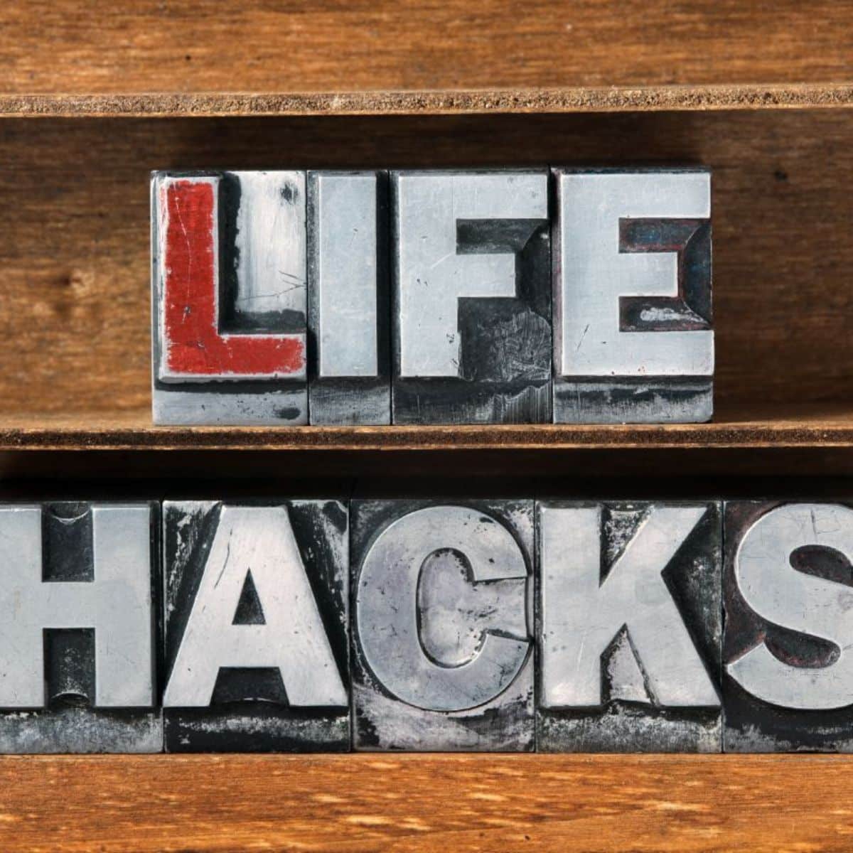 Life hacks wooden sign.