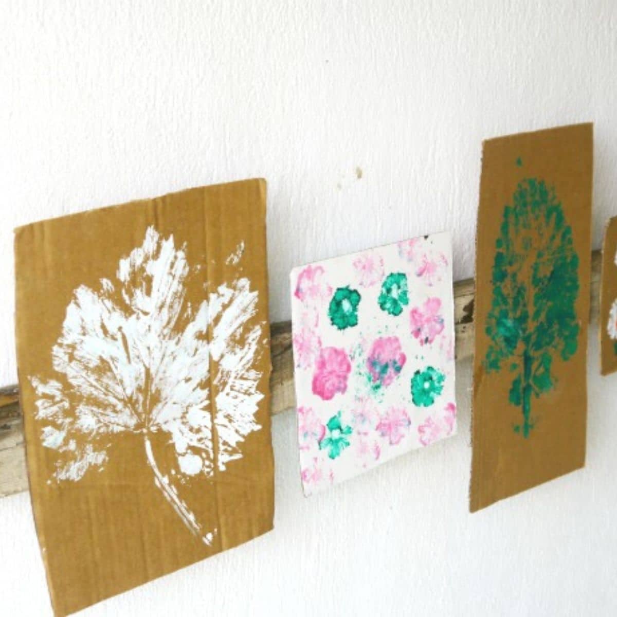 DIY cardboard nature wall craft for kids.