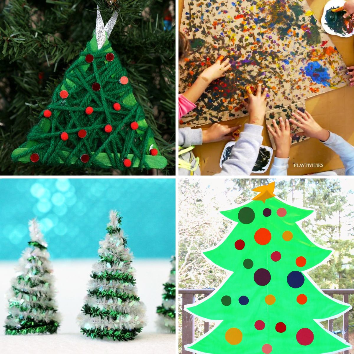 4 images of fun christmas crafts for kids.