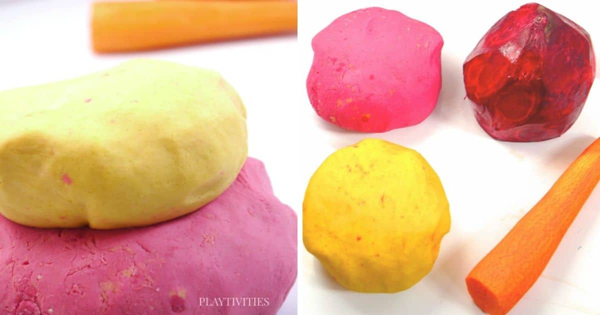How To Make Homemade Playdough with natural dye - Playtivities