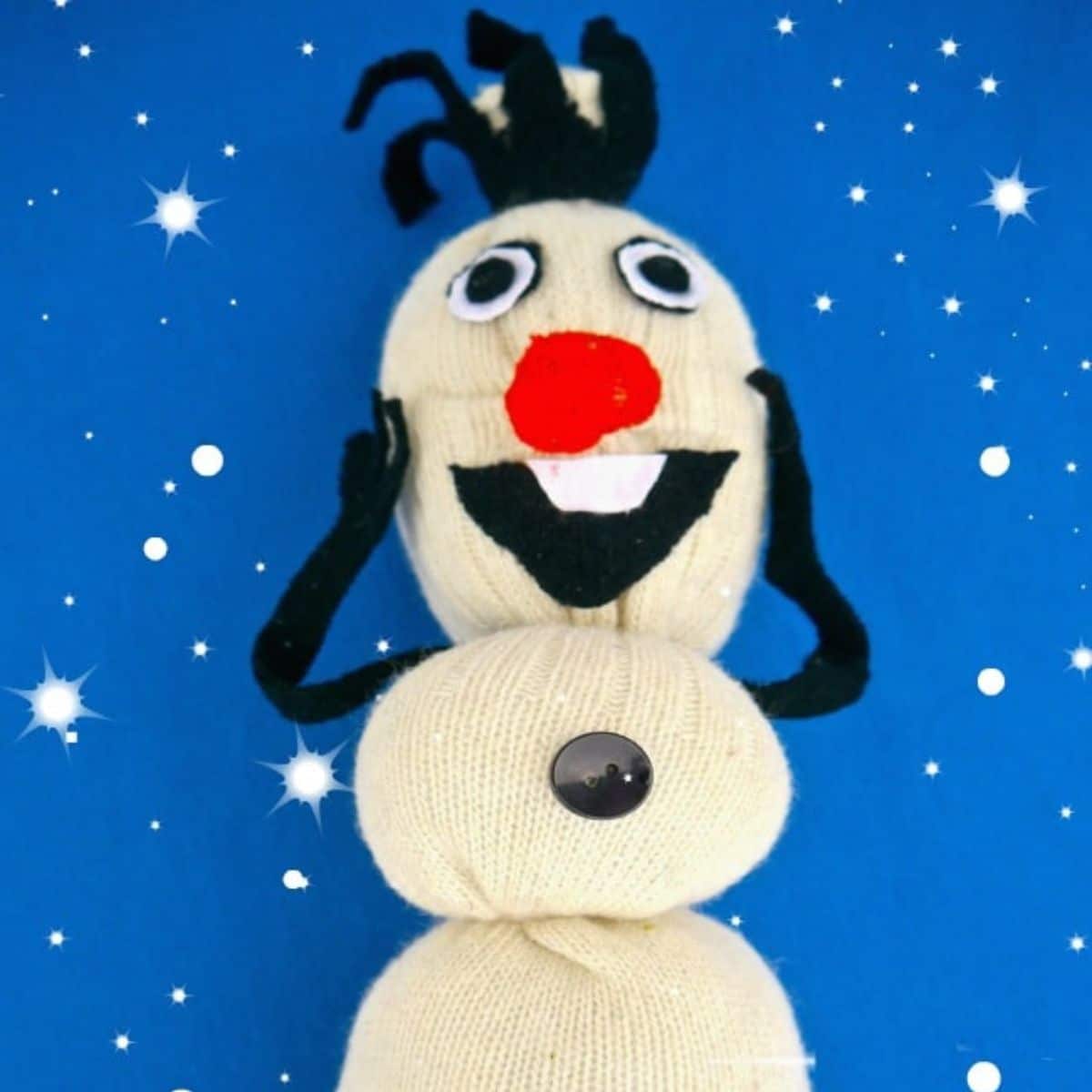 Olaf craft for kids from a sock.