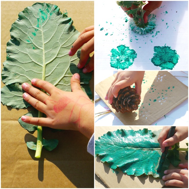 3 images of making wall art with kids