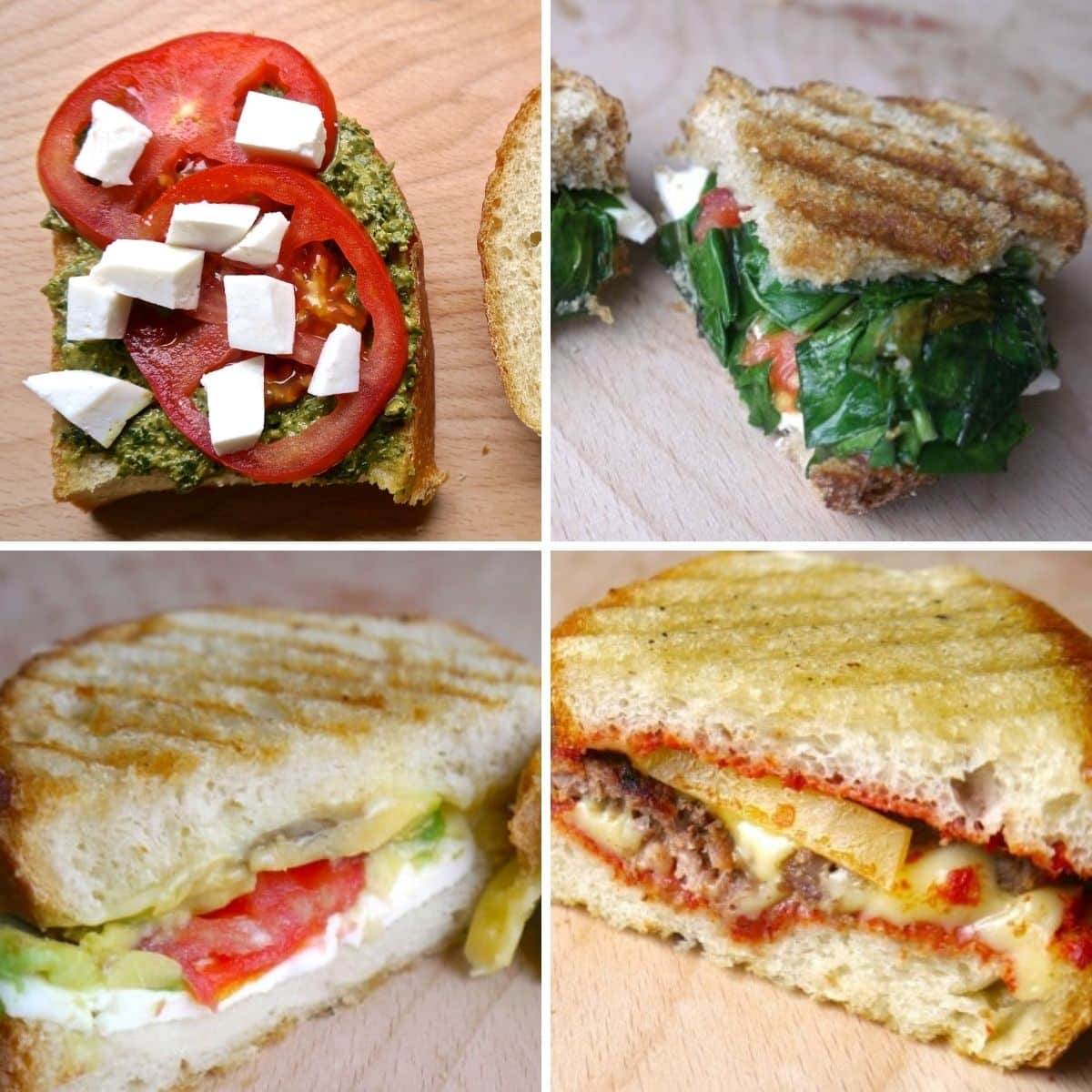 4 images of grilled cheese recipes.