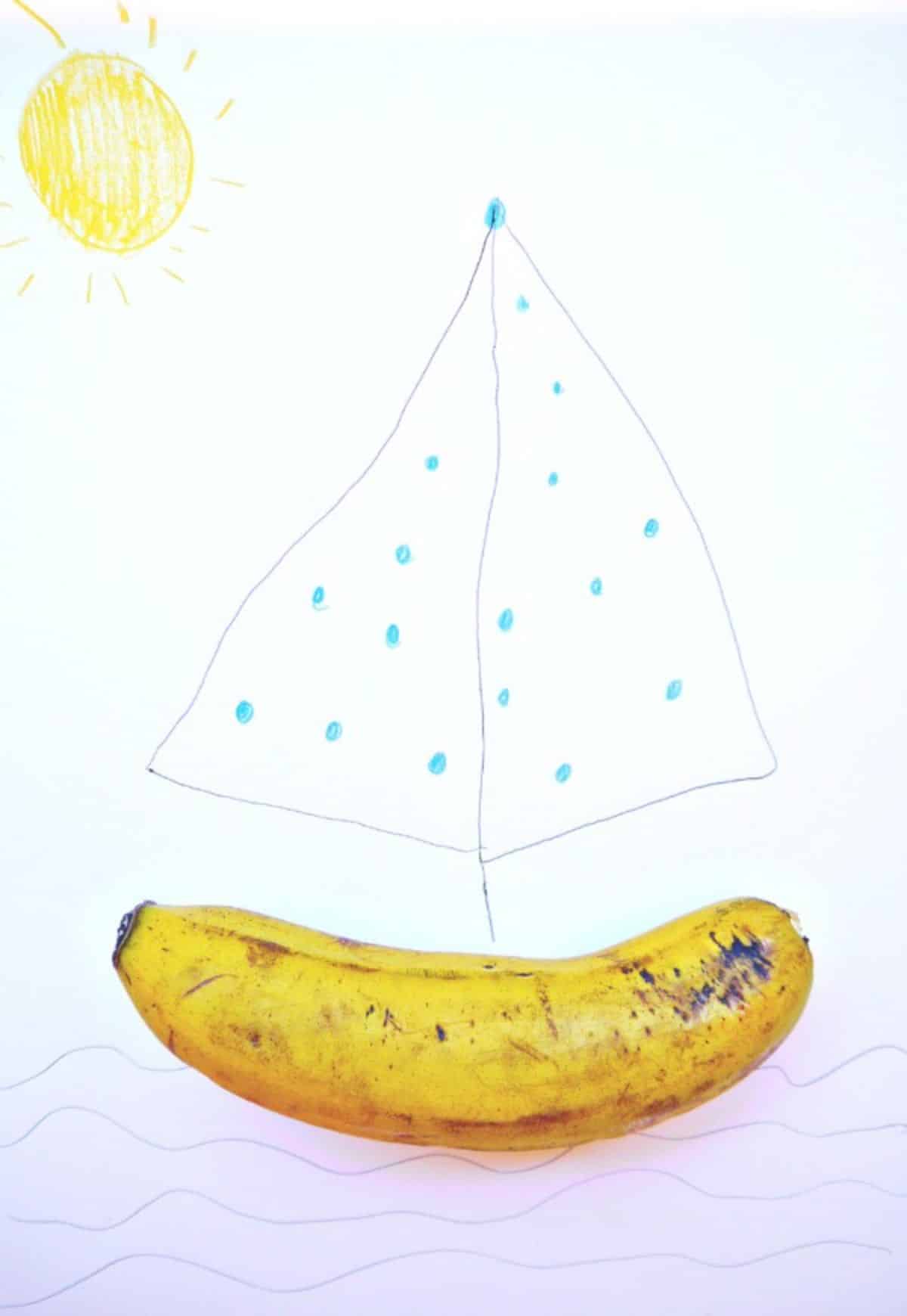 Banana boat vegetable drawing..