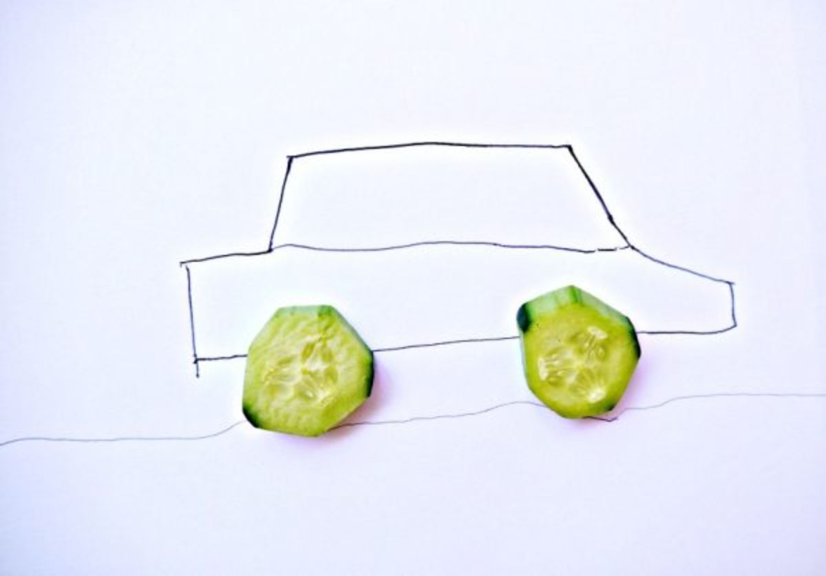 Cucumber car vegetable drawing.
