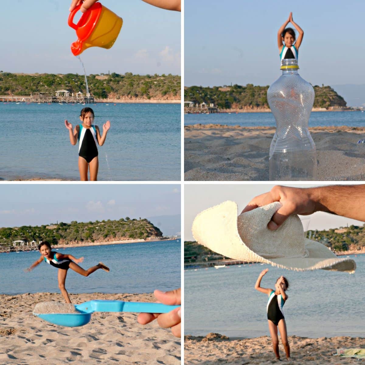 4 images of forced perspective fun pictures.