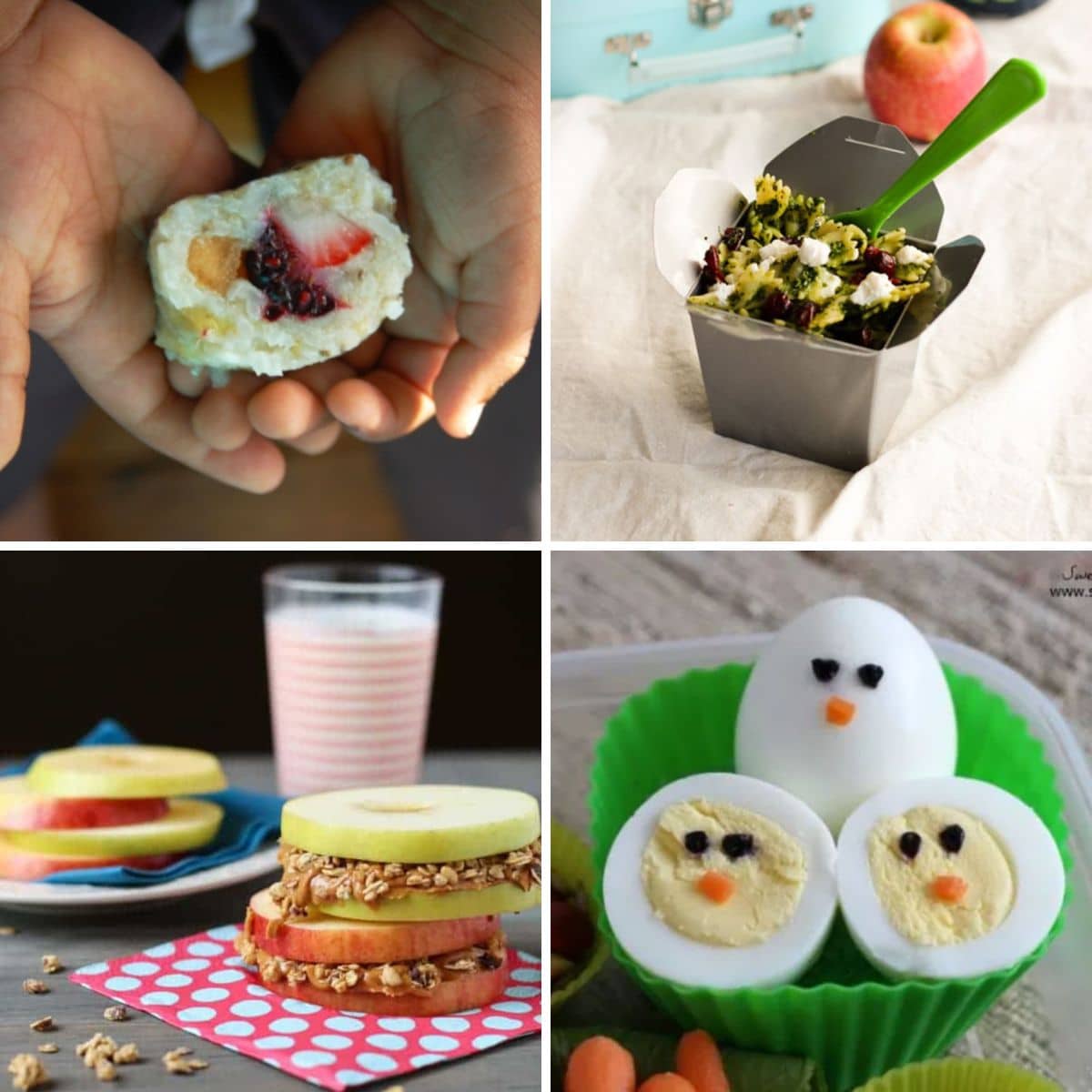 4 images of non sandwich lunch box ideas.