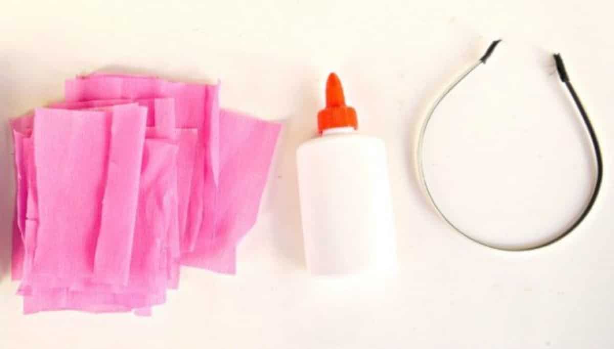Paper Tissue Headband crafting materials.