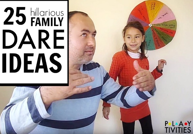 25 hilarious family dare ideas poster.