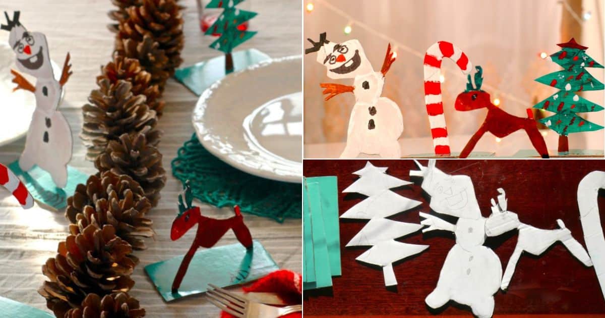 3 images of table names holiday cards  craft for kids.