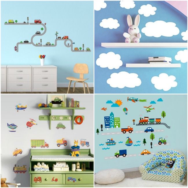 4 images of wall decor for kids.