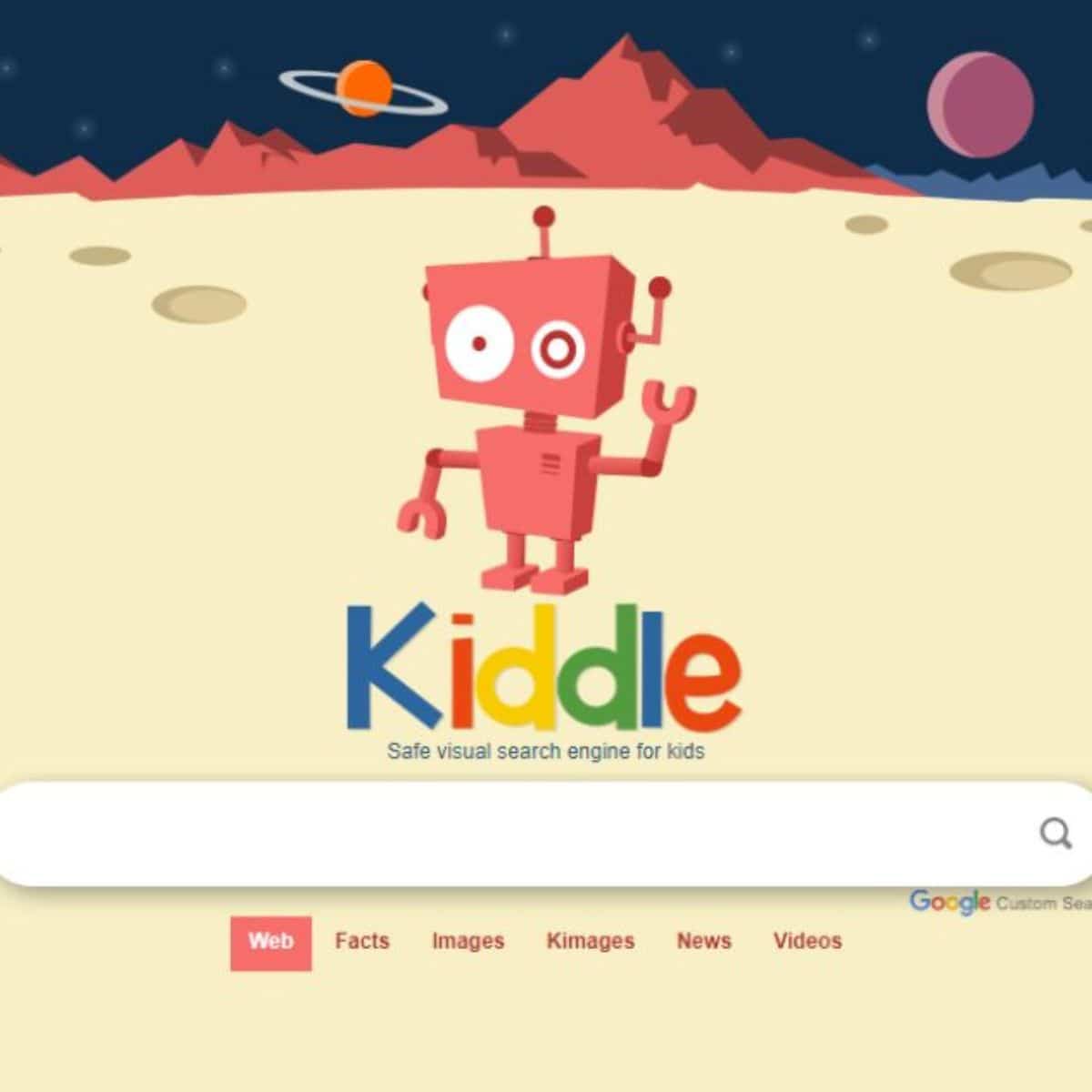Kiddle search engine front page.