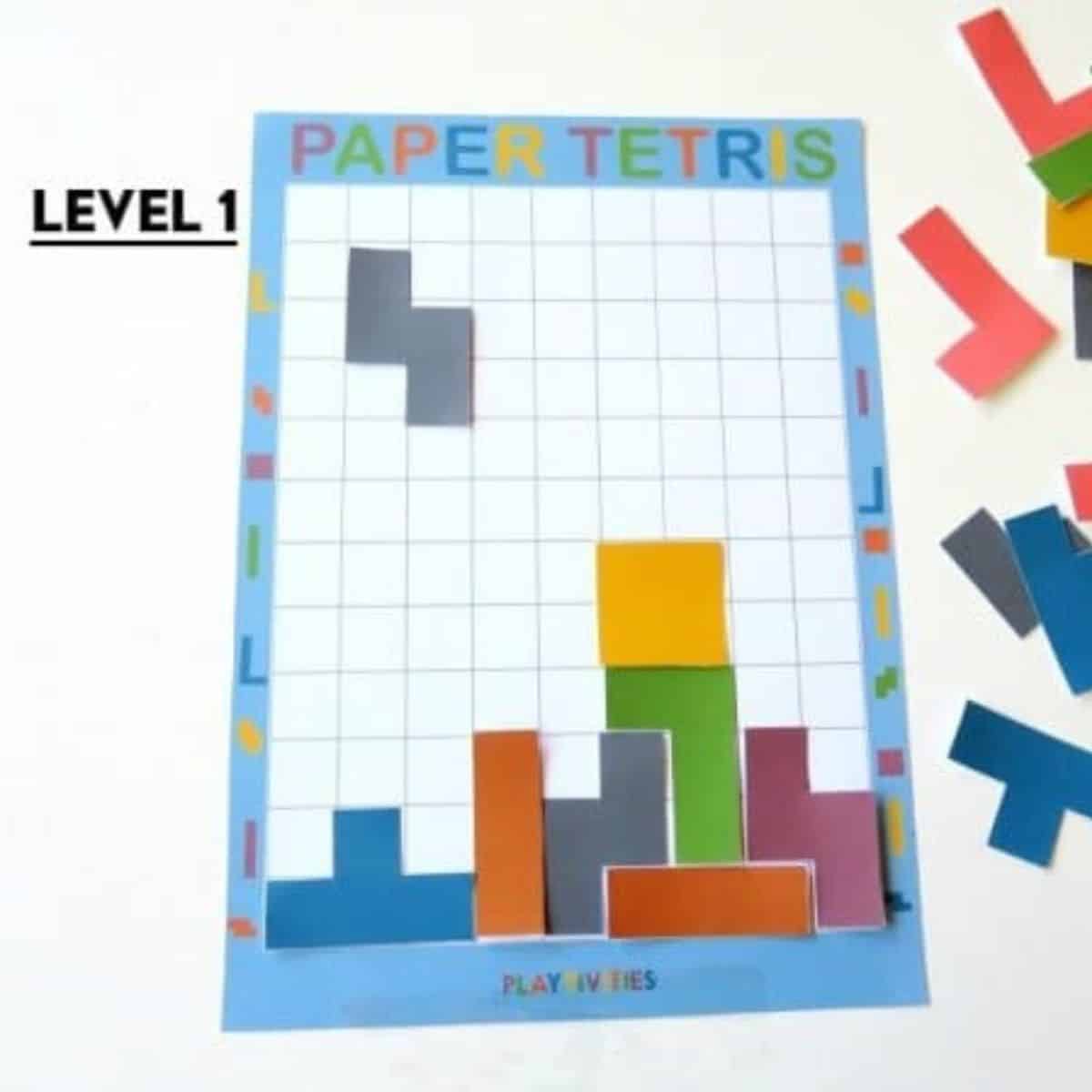 Papaer tetris level 1 diy game.