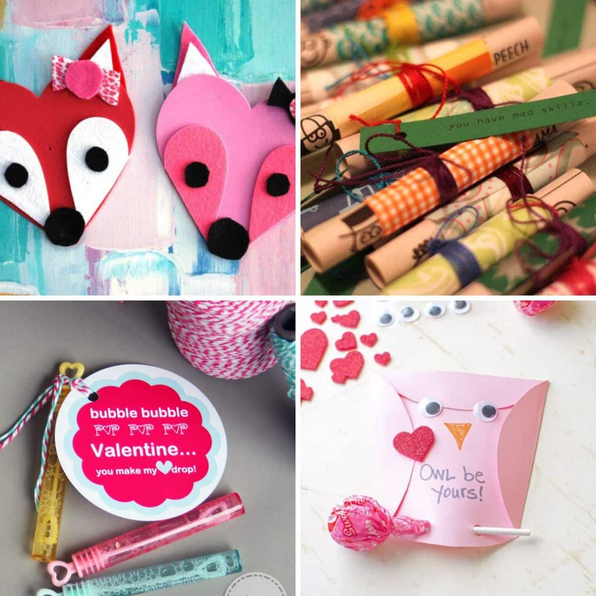 4 images of homemade valentine gifts.