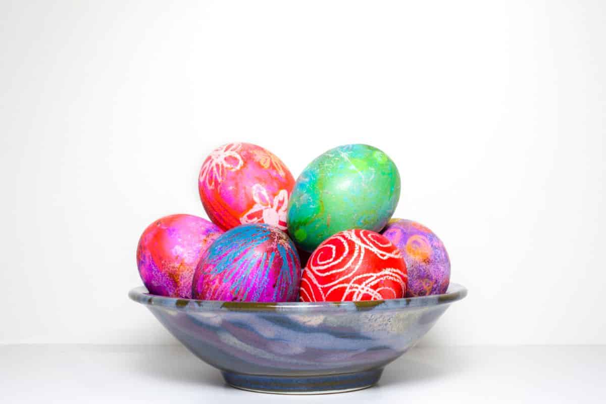 Bowl of beautiful eater eggs.