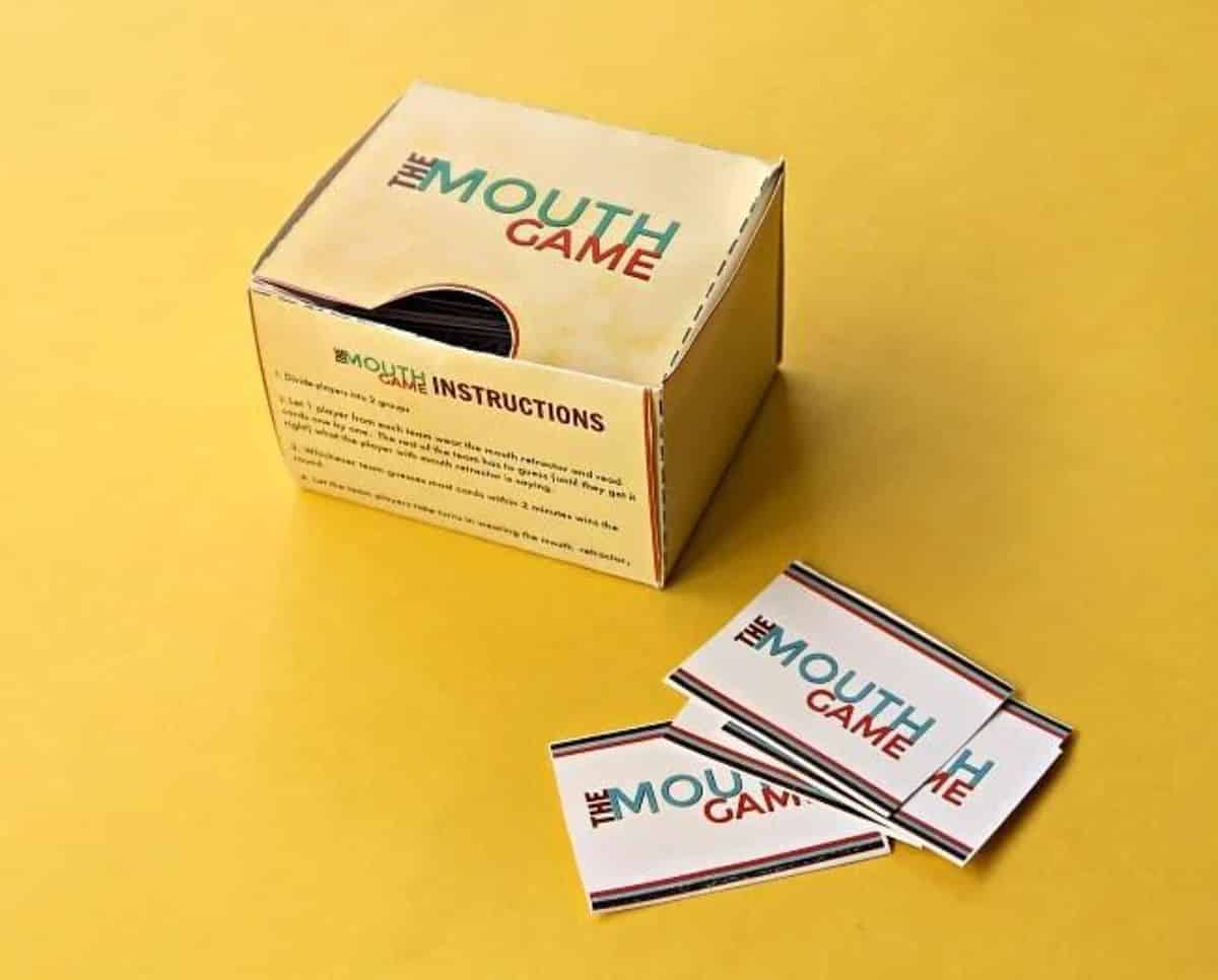 Mouth game box with instruction cards.