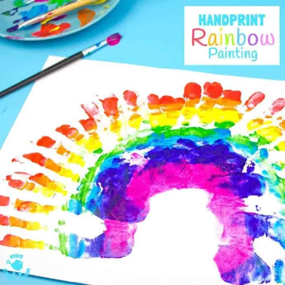 Rainbow handpring on paper sheet.