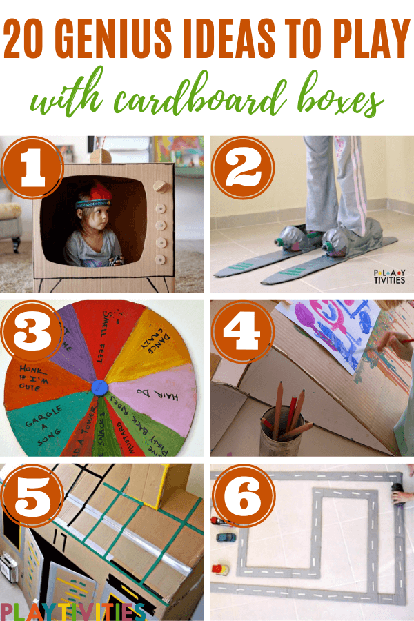 20 Genius Ideas To Play With Cardboard Boxes poster.