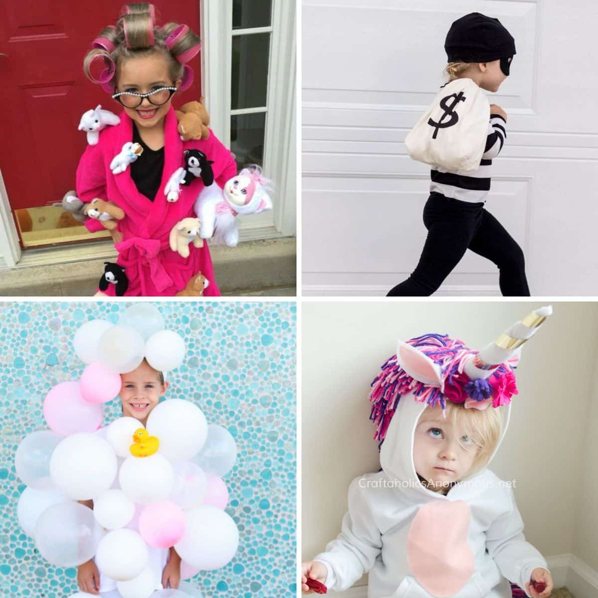 4 images of diy halloween costumes for kids.