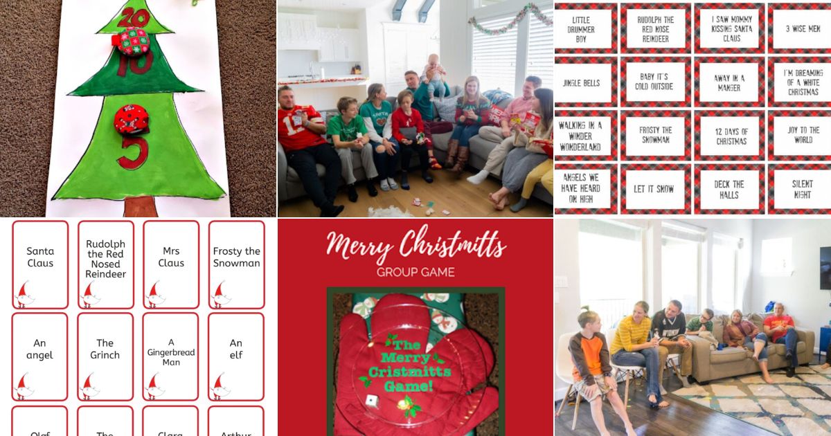 6 images of christmas games for families