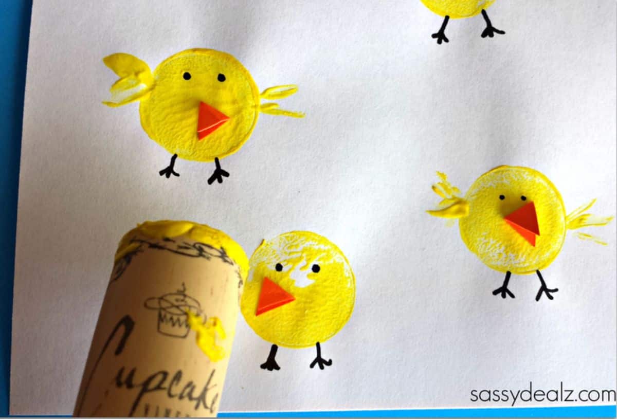 Wine Cork Chicks Craft for Kids