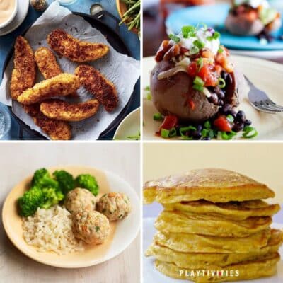 4 images of healthy recipes for kids.