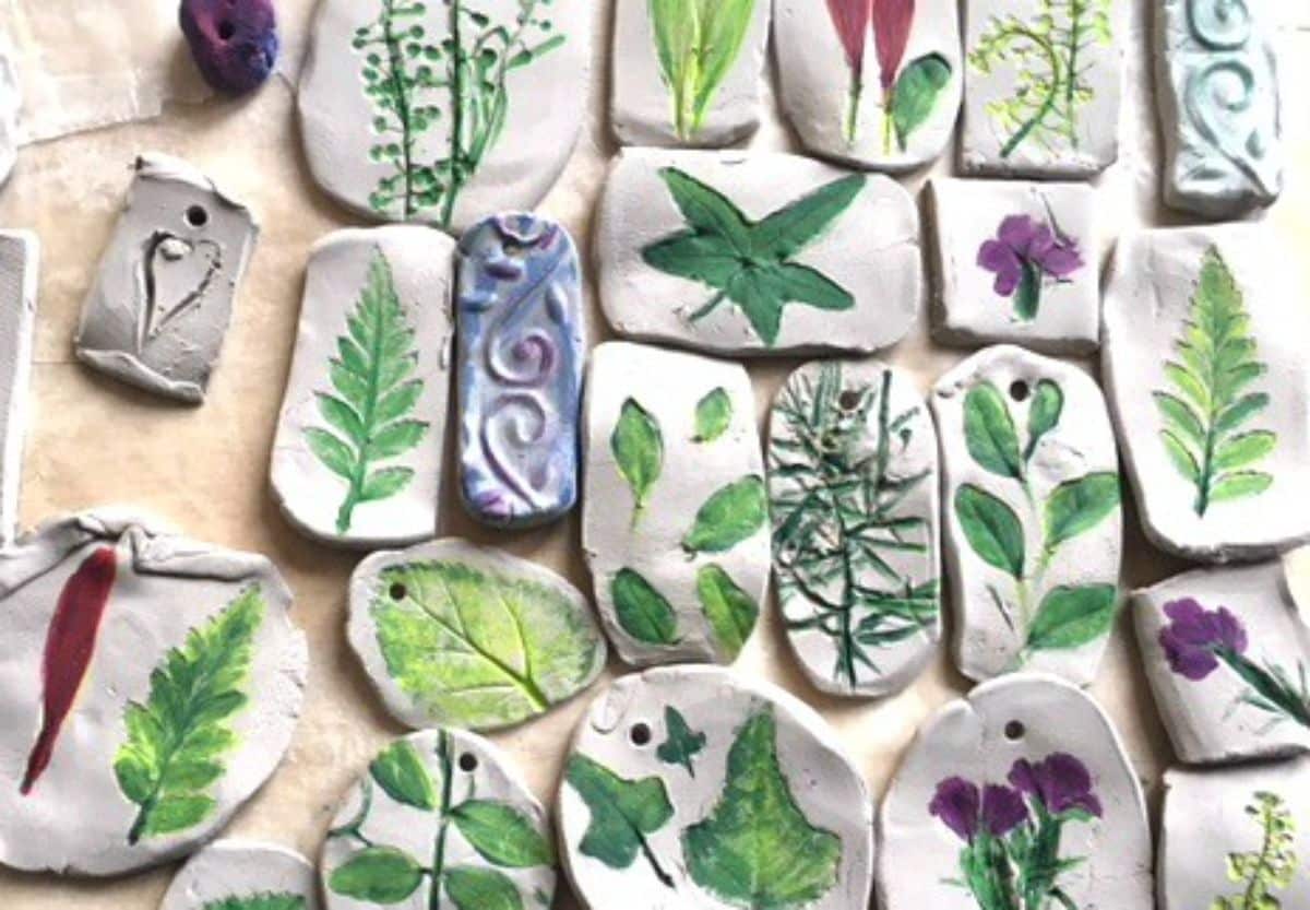 Bunch of  Clay Imprints with Plants and Flowers