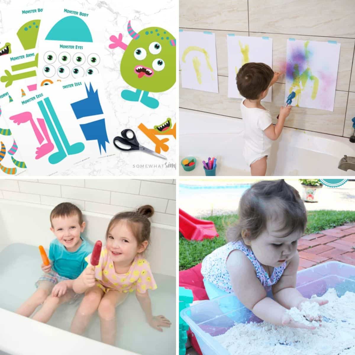 4 images of low prep activities for toddlers.