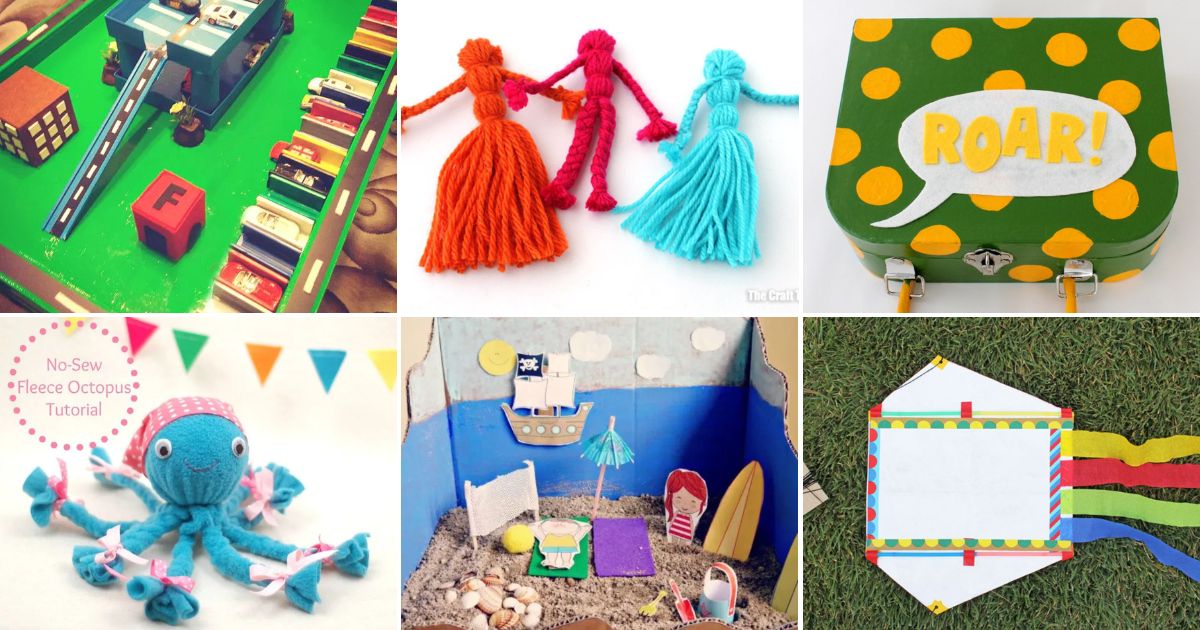 6 images of easy diy toys for kids to make.