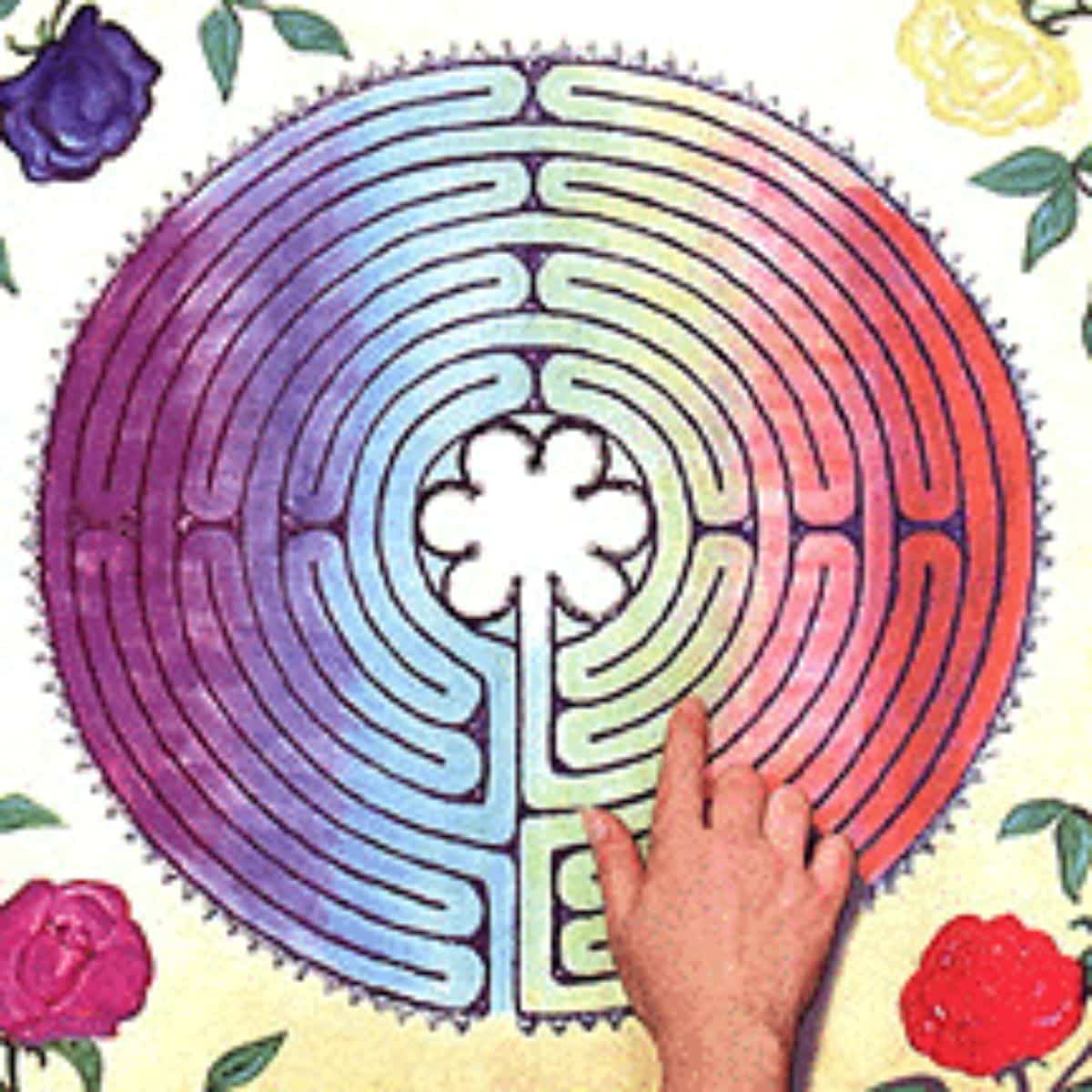 Hand touching a finger labyringht for meditation.