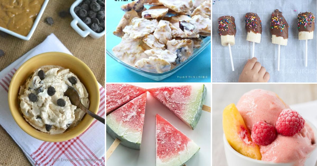 5 images of yummy frozen treats for kids,