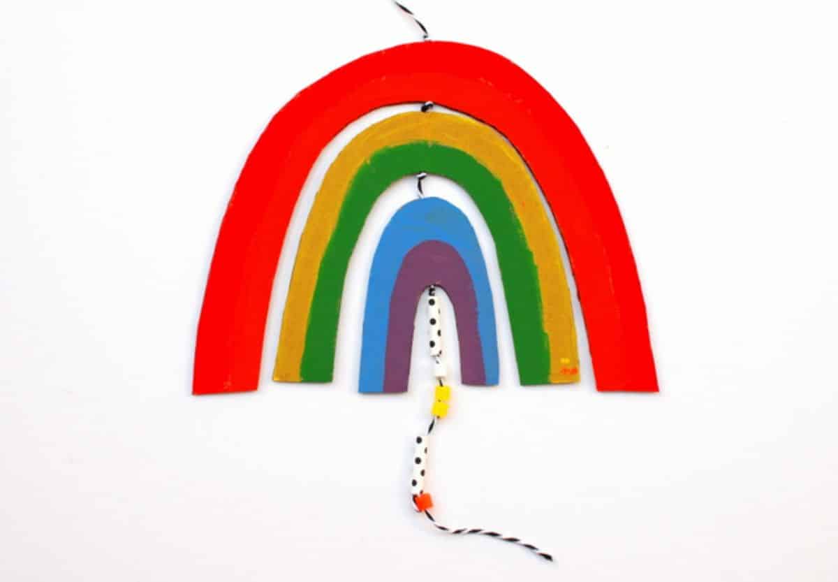 Ranbow mobile wall hanger on a string.