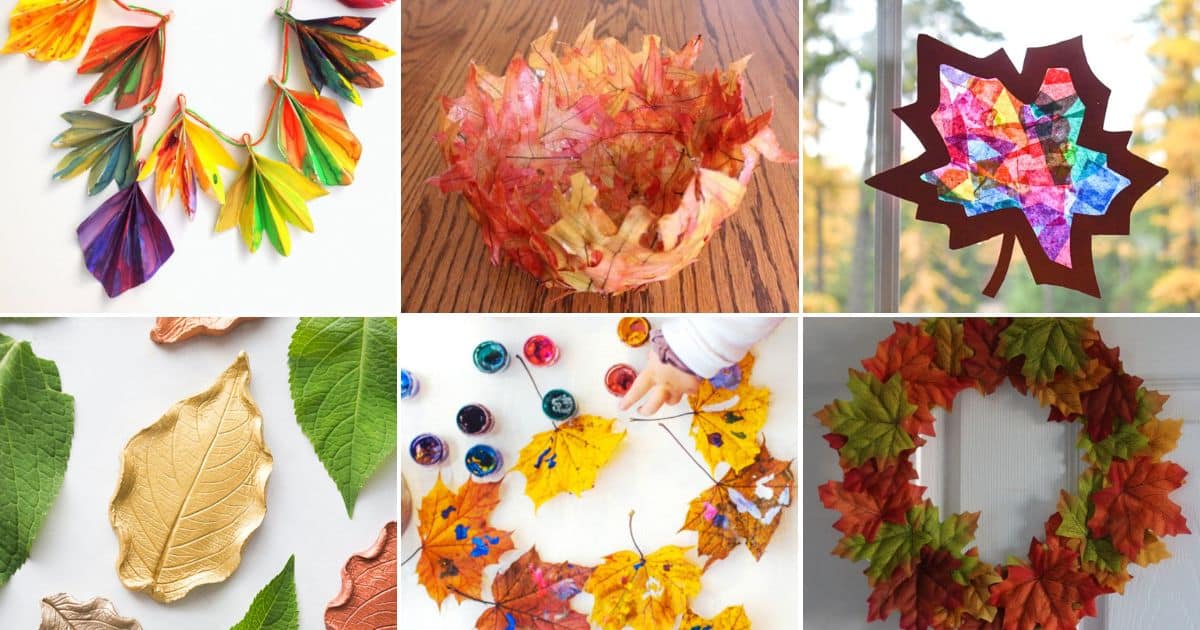 6 images of autumn crafts for kids.