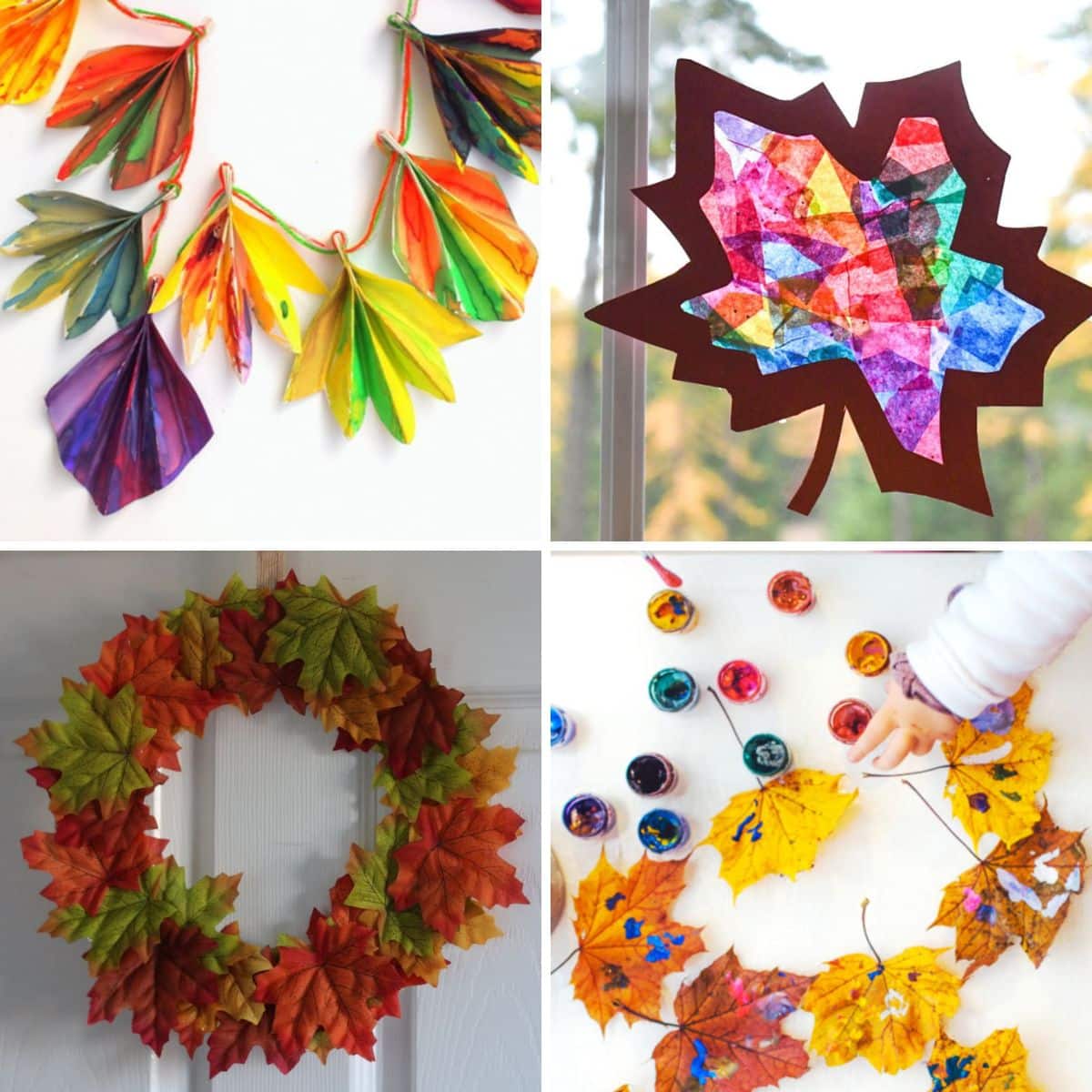 4 images of autums inspired crafts.