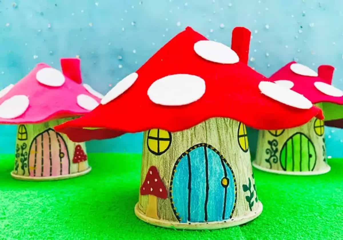 Magical paper cup fairy houses.