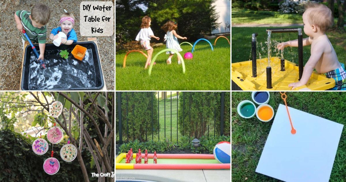 6 images of entertaining summer activities for kids.