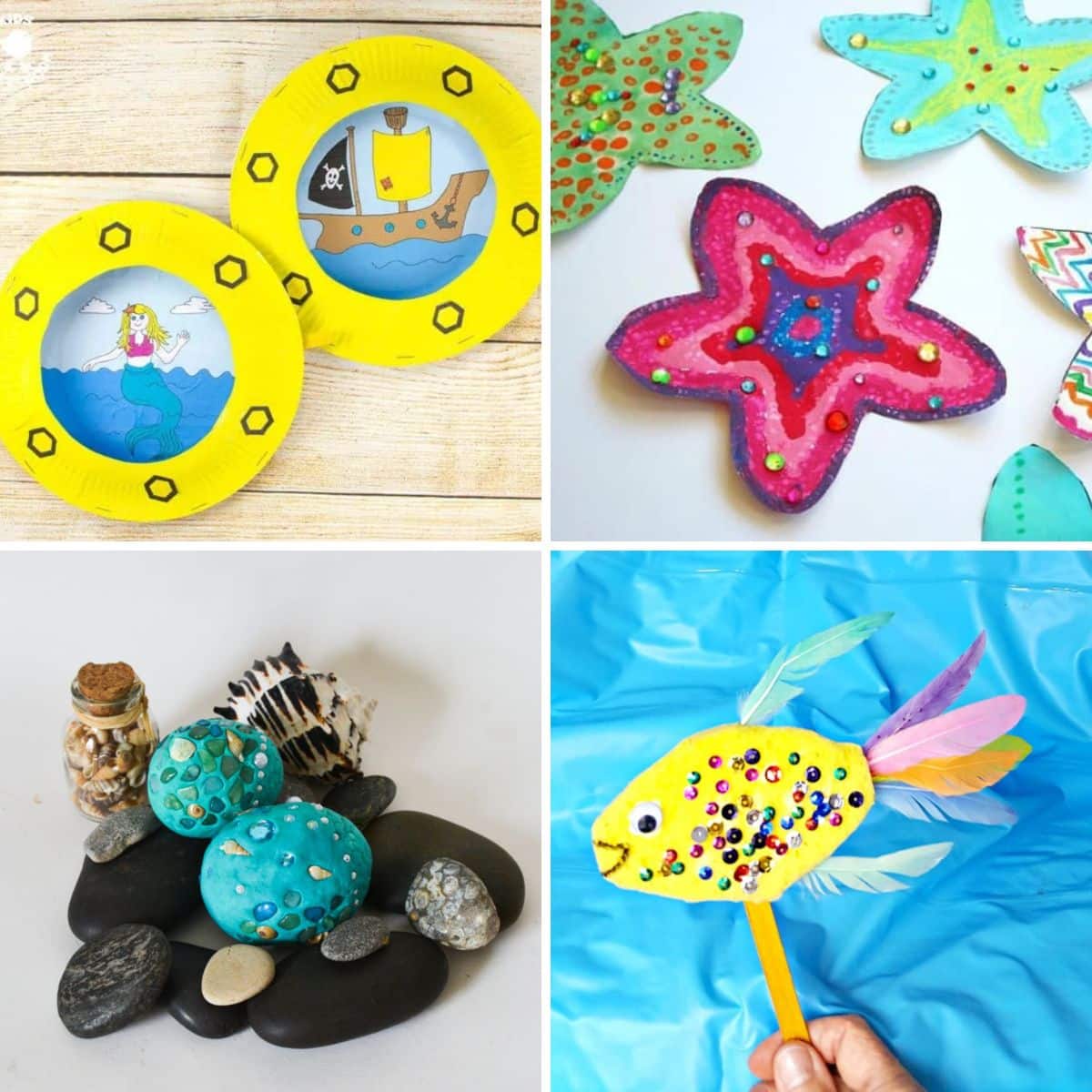 4 images of amazing summer crafts for kids.