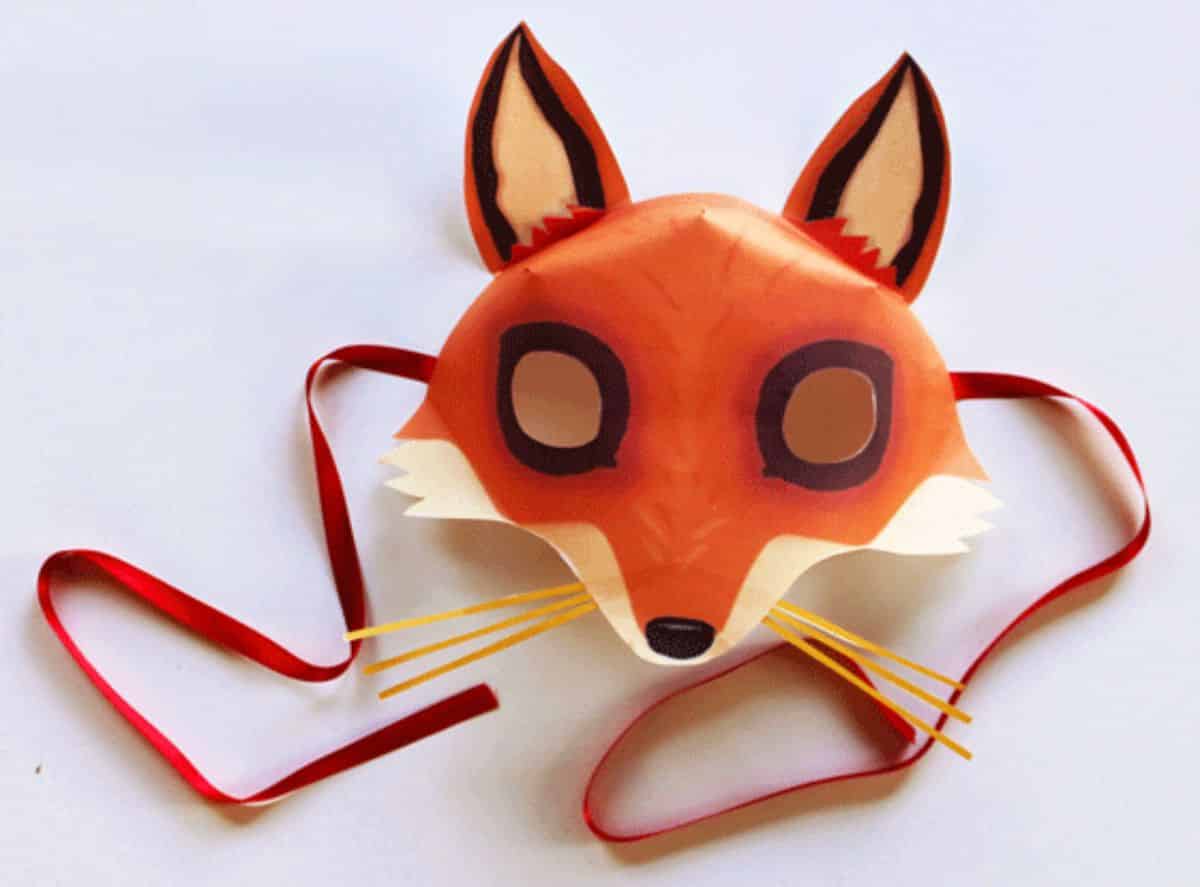 Fox animal face mask on a table.