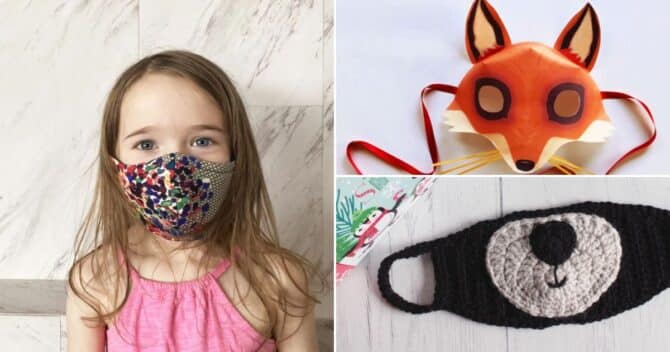 3 images of face mask ideas to make for kids.
